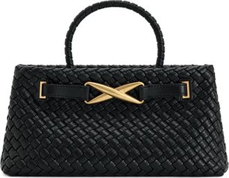 JW PEI Cabas Elora Tress&eacute; - Dames - Handtassen - Zwart - ONE Size - Leer - Tassen