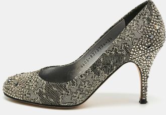 Gina Black/gold Lace Crystals Embellished Pumps