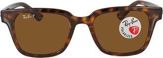 Ray-Ban Brown Polarized Square Unisex Sunglasses RB4323 710/83 51