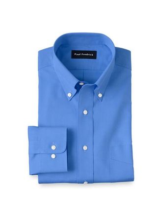 Paul Fredrick Tailored Fit Non-iron Cotton Pinpoint Solid Button Down Collar Dress Shirt in French Blue at Nordstrom, Size 15.5 - 34