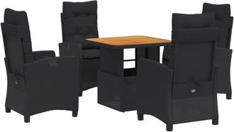 vidaXL Set De Muebles Jard&iacute;n 5 Pzas Con Cojines Rat&aacute;n Sint&eacute;tico Negro Vidaxl