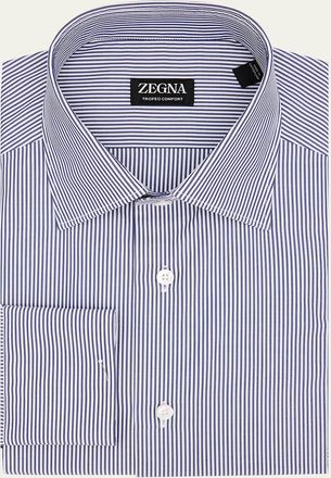 Ermenegildo Zegna Mens Trofeo Comfort Cotton Pinstripe Dress Shirt