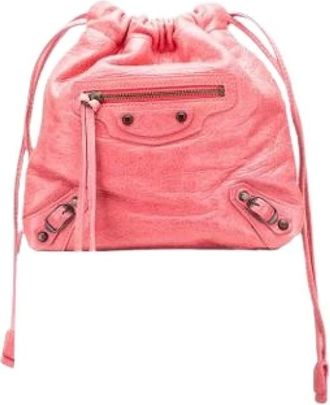 Balenciaga Pre-owned Bucket Bags, female, Pink, Size: ONE SIZE Pre-owned Lambskin Pouch