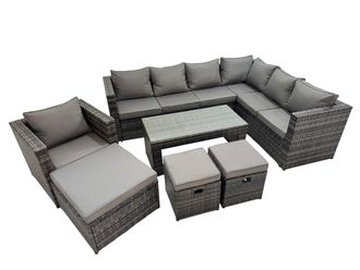 Fimous Garden Furniture Set with Chair 3 Stool Dark Grey Mixed