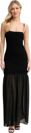 Simona Corsellini Rechte Maxi Jurk - Dames - Maxi kleedjes - Zwart - M - Polyester - Kleedjes