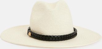 AllSaints Paper Straw Athena Studded Straw Fedora Hat, Size: One Size