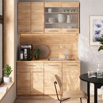 Vicco Cocina Para Solteros Fame-line, Roble Dorado, 140 Cm, Et Roble, Vicco