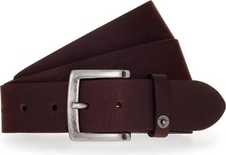 Mustang Lederg&uuml;rtel MUSTANG, Herren, Gr. 100, braun (dunkelbraun), Leder, unifarben, G&uuml;rtel Lederg&uuml;rtel, Mit Druckknopf-Applikation auf der Schlaufe, 4 cm