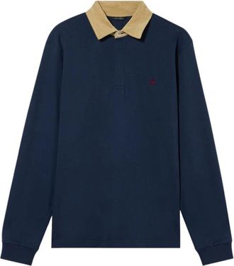 Brooks Brothers Polo met corduroy kraag - Heren - Polos - Blauw - XL - Katoen - Tops