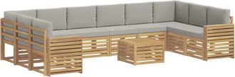 vidaXL Set Di Divani Da Esterno 11 Pz Bianco E Grigio Chiaro Vidaxl