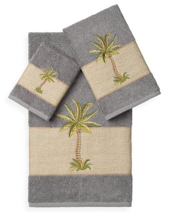 Linum Home Textiles Turkish Cotton Colton 3Pc Embellished Towel Set