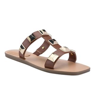 Marc Fisher Bonis Slide Womens Beige Pyramid Stud Slip On Sandal ZOGG3373