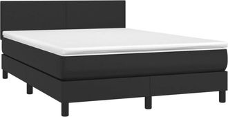 vidaXL Vidaxl - Cama Box Spring Con Colch&oacute;n Cuero Sint&eacute;tico Negro 140x190 Cm