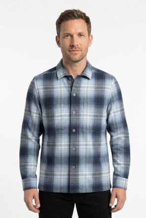 Olymp Hemdjacke OLYMP, Herren, Gr. XXL, blau (marine), Flanell, Obermaterial: 100% Baumwolle, oversize, Manschette, Jacken Hemdjacke, mit modischem Karomust