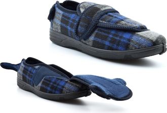 Generic Mens Wide Fit Slippers Size 6 Boys Slipper Size 8 Mens Wide Fit Slipper Touch Fastening Slippers Touch Fastening EE Width Sizes 6-12 Navy 10 UK