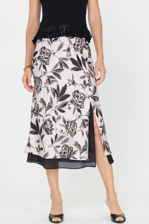 Current Air Lorena Floral Skirt In Black/white Multi