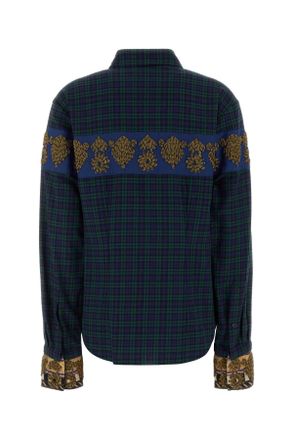 Dries Van Noten Embroidered Flannel Shirt - Green