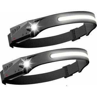 OEM Paquete De 2 Linternas Frontales Led Con Sensor, Potente Faro Cob Xpe, 5 Modos, Recargable Por Usb, Luz De Correr Resistente Al Agua, Ideal Para Acamp