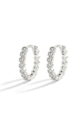 Mint & Lily Shimmer Huggie Hoop Earrings in Silver at Nordstrom
