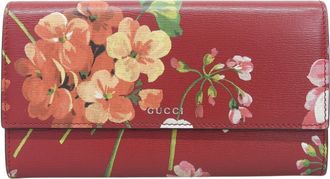 Gucci Red Color Leather Long Wallet (Bi-Fold) (Pre-Owned)