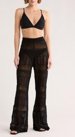 Elan Crochet Wide Leg Cover-Up Pants in Black at Nordstrom Rack, Size X-Large
