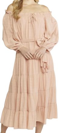 Entro Off-The-Shoulder Midi Dress In Peach