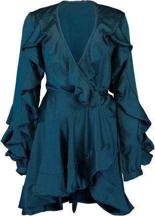 PatBo Mini-wikkeljurk met ruchemouwen - Groen