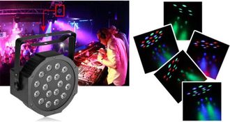 Trade Shop Trade Shop - Faro Rgb Dmx 512 Efecto Luce Flat Par Luminosita 18 Led