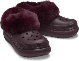 Crocs Furever Crush 208446-6WD Clog Red Faux-Fur Casual Shoes JAX1225