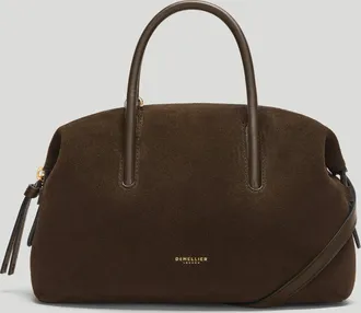 DeMellier The Small Stockholm in Mocha Suede Leather Top handle bag