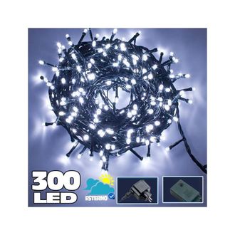 Trade Shop Trade Shop - Catena Luminosa 300 Led Bianco Freddo Uso Interno Con Controler 8 Funz