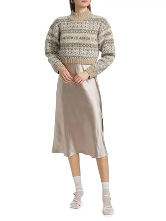 Design History Pattern Sweater In Grey Ivory Tan Pattern
