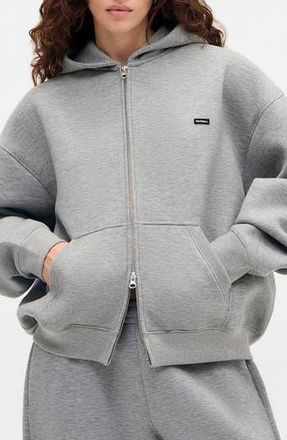 Iets Frans... Boxy Scuba Knit Zip Hoodie in Grey at Nordstrom Rack, Size Medium