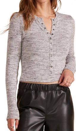 bobi Womens Long Sleeve Slim Placket Top In Heather Grey
