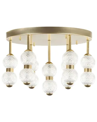 Beliani Lampadario In Metallo E Paralume In Vetro Con Luci Led Integrate Yowaka