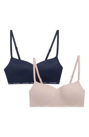Calvin Klein 2-Pack Luxelightly Wire Free Bras in Shoreline/Fresh Taupe at Nordstrom Rack, Size Medium