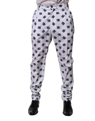Dolce & Gabbana Mens Logo-Print Polyester Trousers White