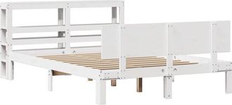 vidaXL Bed Frame with Headboard without Mattress White 135x190 cm Double Vidaxl