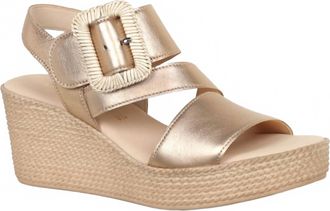 Gabor Womens Wedge Sandal In Champagne Metallic