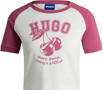 HUGO BOSS Hugo Dames/Dames Crew Hals T-shirt met Korte Mouwen (Medium Roze)
