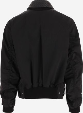Bottega Veneta Mens Bomber Jacket Cotton-Blend Black Polyamide
