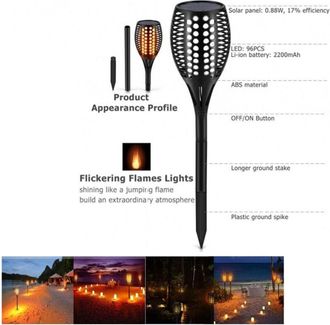 Trade Shop Trade Shop Traesio - Trade Shop - Foco Solar 96led Efecto Llama Impermeable Ip65 Iluminaci&oacute;n De Jard&iacute;n