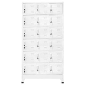 Berkfield Home Locker Cabinet with 18 Compartments Metal 90x40x180 cm in White | Size: 90 x 40 x 180 cm