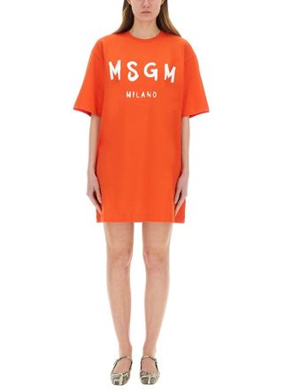 Msgm Short Dress With Logo