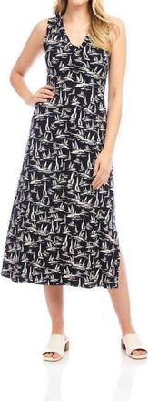Karen Kane Sleeveless V-Neck Midi Dress In Print
