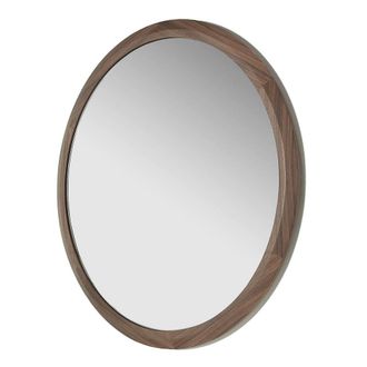 Angel Cerd&aacute; Round Walnut-Coloured Wall Mirror 90 cm in Walnut