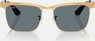 Ray-Ban Wayfarer - Occhiali da sole deluxe polarizzati squadrati color oro sabbia con lenti blu