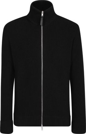 Maison Margiela Geribbelde Trucker Zip Cardigan - Heren - Vesten met rits - Zwart - M - Katoen - Hoodies & sweatvesten