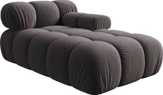 MICADONI Modulare Chaiselongue Bellis mit Armlehne rechts - Samtbezug