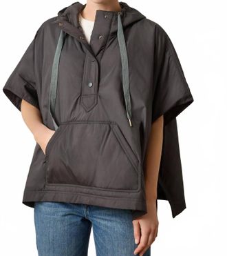 Lilla P Hooded Poncho In Black